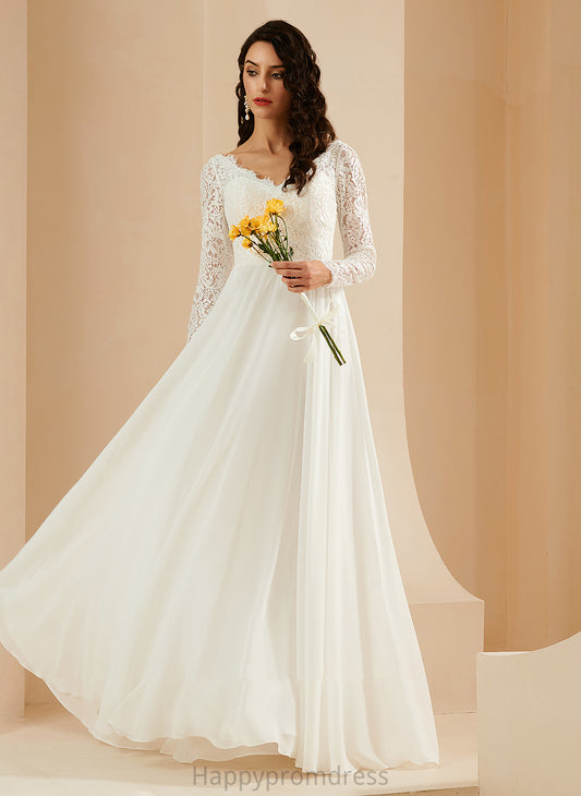 Dress V-neck Wedding Dresses Sweep Wedding Lace Christine A-Line With Train