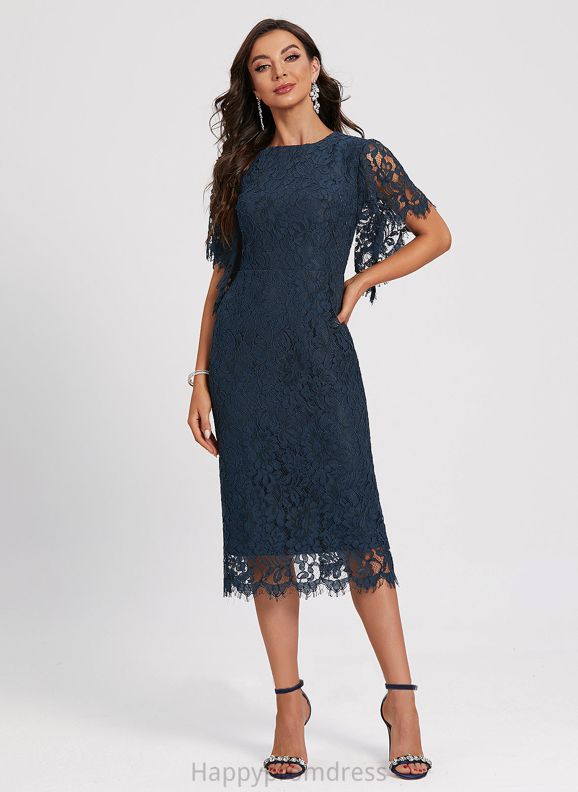 Dress Cocktail Lace Sheath/Column Kenna Knee-Length Neck Scoop Cocktail Dresses