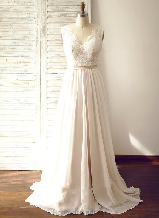 Wedding Dresses Chiffon Court V-neck Wedding Kit Dress A-Line Train