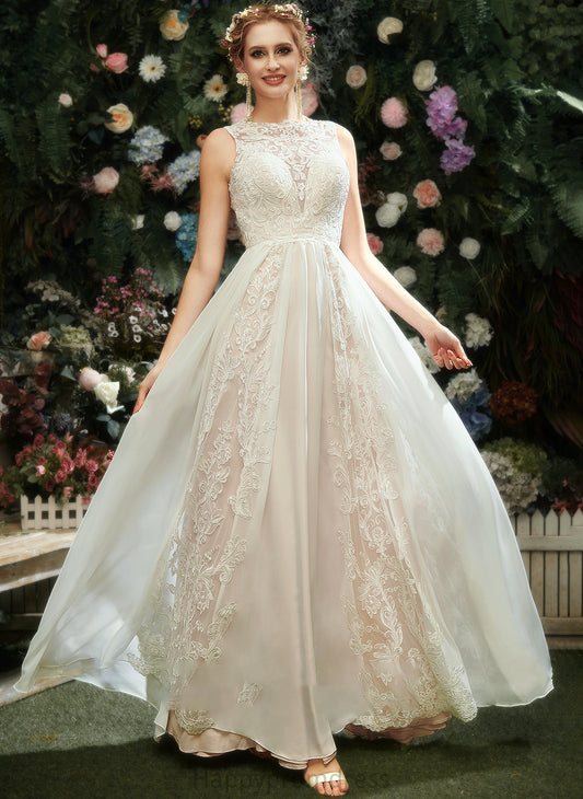 Wedding With A-Line Dress Floor-Length Scoop Lace Neck Wedding Dresses Zariah