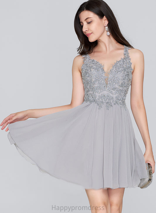 Homecoming Sequins Kendra Dress Short/Mini Beading With Lace Chiffon Sweetheart Homecoming Dresses A-Line