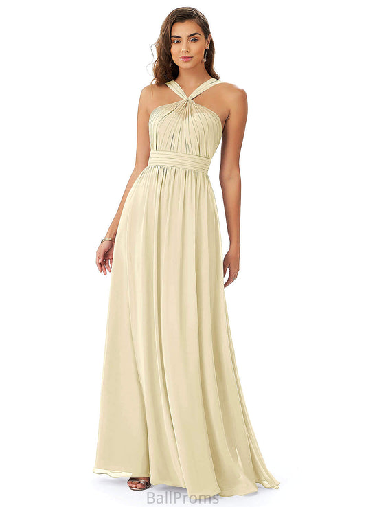 Yoselin Natural Waist Sleeveless V-Neck Floor Length A-Line/Princess Bridesmaid Dresses