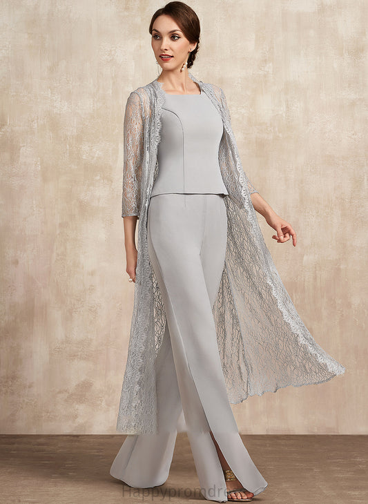 Mother of the Bride Dresses Dress Mother of Floor-Length Chiffon Square the Neckline Jaycee Bride Jumpsuit/Pantsuit