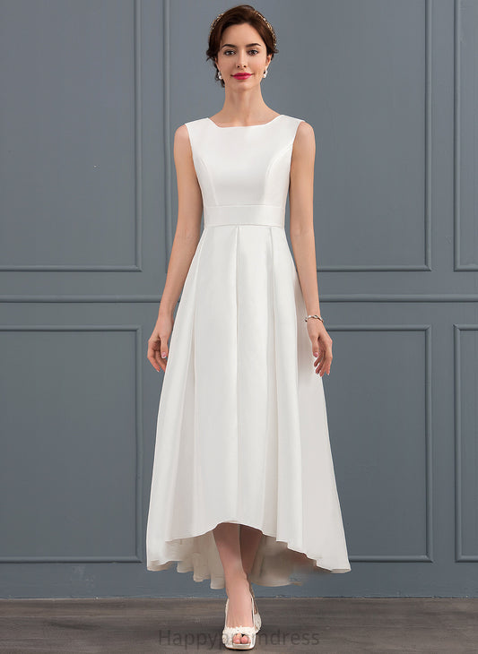 A-Line Wedding Dresses Felicity Wedding Asymmetrical Square Satin Neckline Dress