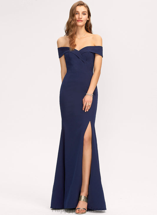 Split With Floor-Length Philippa Off-the-Shoulder Stretch Crepe Front Trumpet/Mermaid Prom Dresses