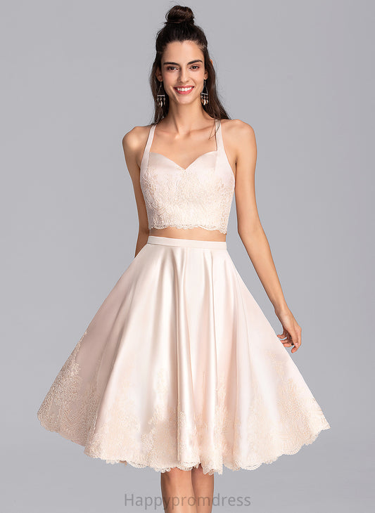 A-Line Knee-Length Dress With Rita Satin Homecoming Dresses Lace Homecoming Sweetheart