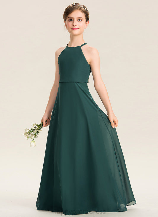 A-Line Ava Chiffon Scoop Neck Junior Bridesmaid Dresses Floor-Length