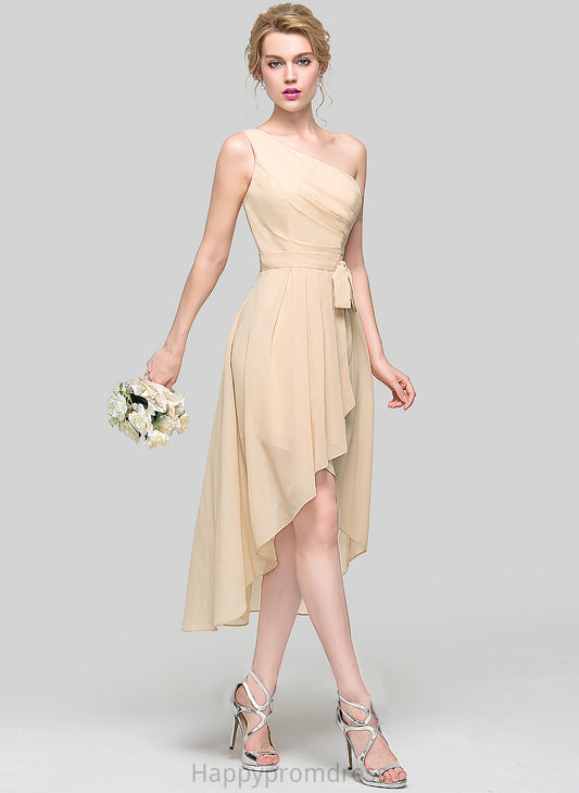 One-Shoulder CascadingRuffles Silhouette Length Embellishment Asymmetrical Ruffle A-Line Bow(s) Fabric Neckline Hadassah Bridesmaid Dresses