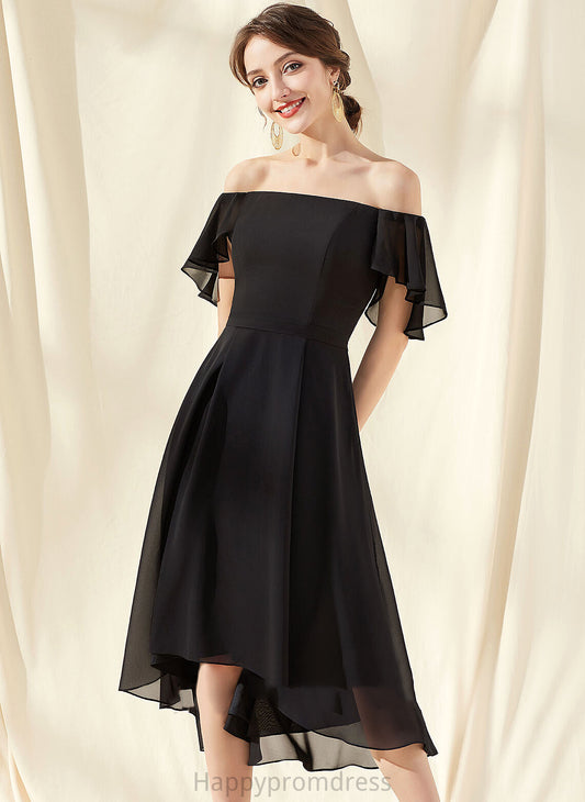 Cascading Homecoming Ruffles Chiffon With Dress Asymmetrical Homecoming Dresses Off-the-Shoulder Amiyah A-Line