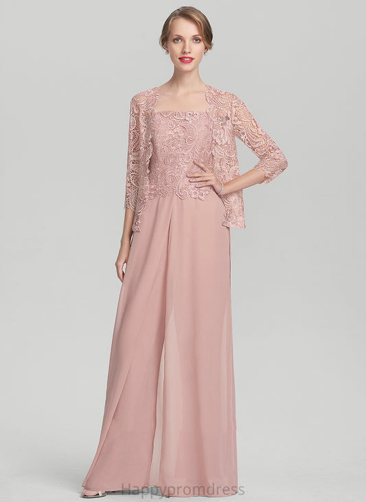 Neckline Mother Maren Floor-Length the Bride Square Dress Jumpsuit/Pantsuit Chiffon of Mother of the Bride Dresses Lace