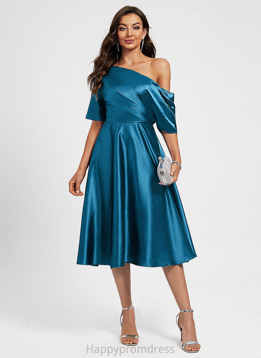 One-Shoulder Charmeuse Dress Knee-Length A-Line Tori Cocktail Cocktail Dresses