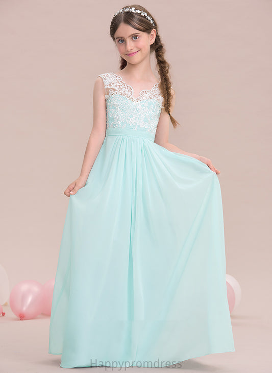 Melina Junior Bridesmaid Dresses Floor-Length V-neck A-Line Chiffon