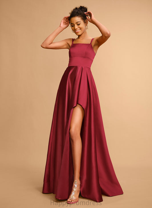 Satin Madilyn Prom Dresses Neckline Floor-Length A-Line Square