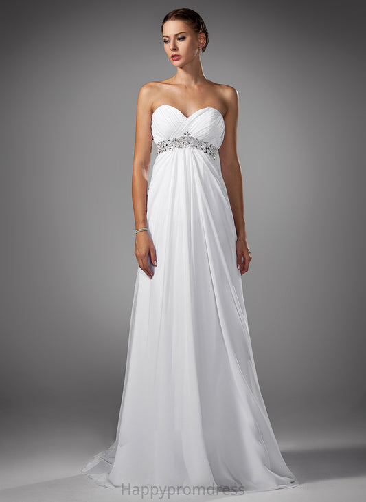 Wedding Dresses Chiffon Sweetheart Jasmine Beading Dress With Train Ruffle Empire Sweep Wedding