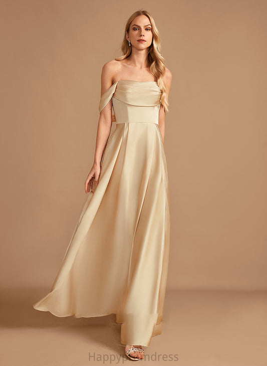 Floor-Length Off-the-Shoulder Fabric SplitFront A-Line Length Silhouette Embellishment Neckline Pockets Haleigh Scoop Bridesmaid Dresses