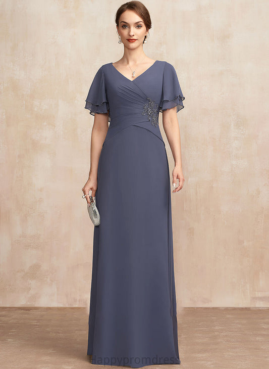 Bride Mother of the Bride Dresses Alisson With the Beading Chiffon A-Line Mother V-neck of Dress Ruffle Floor-Length