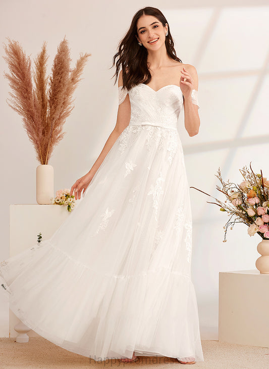 Wedding Dresses Floor-Length Off-the-Shoulder A-Line With Brianna Wedding Sequins Beading Dress