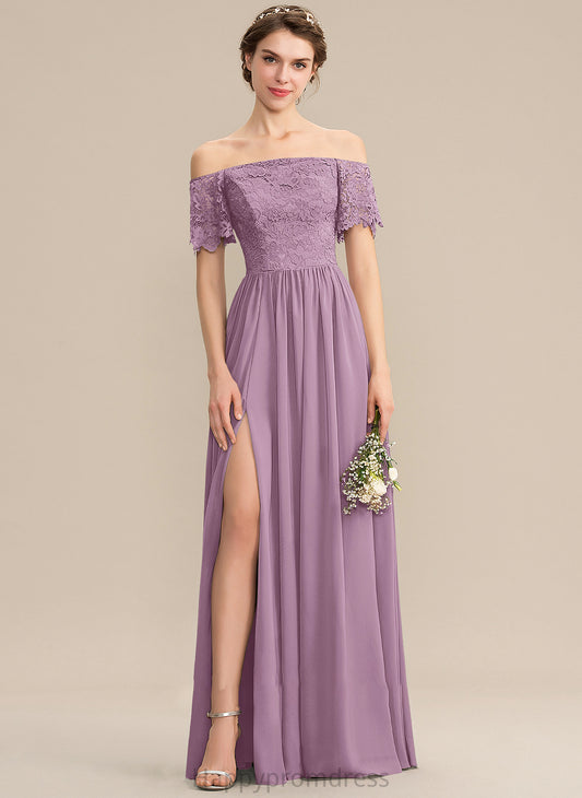 Fabric A-Line Embellishment Length Neckline SplitFront Off-the-Shoulder Floor-Length Silhouette Nola Bridesmaid Dresses