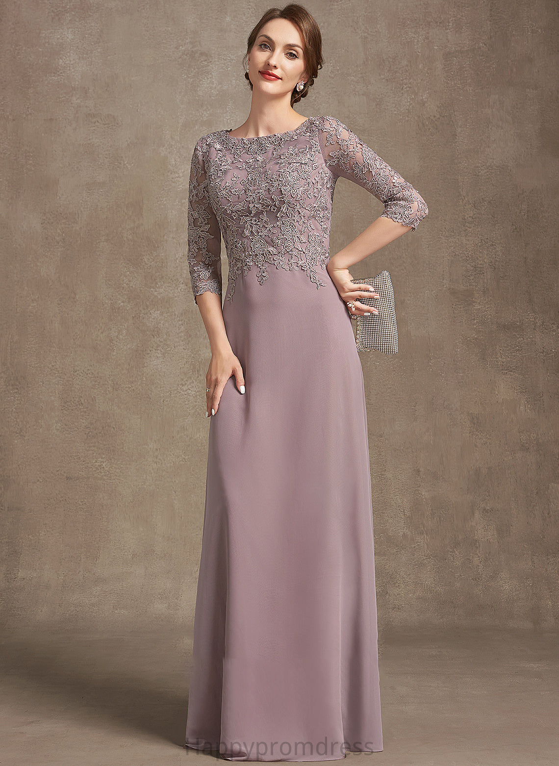 Chiffon Floor-Length Dress of Bride Mother of the Bride Dresses Mother Neck A-Line the Scoop Moriah Lace