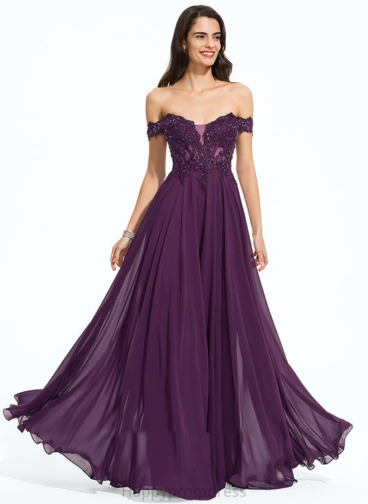 Chiffon Floor-Length With Beading Sequins Ball-Gown/Princess Off-the-Shoulder Prom Dresses Christina