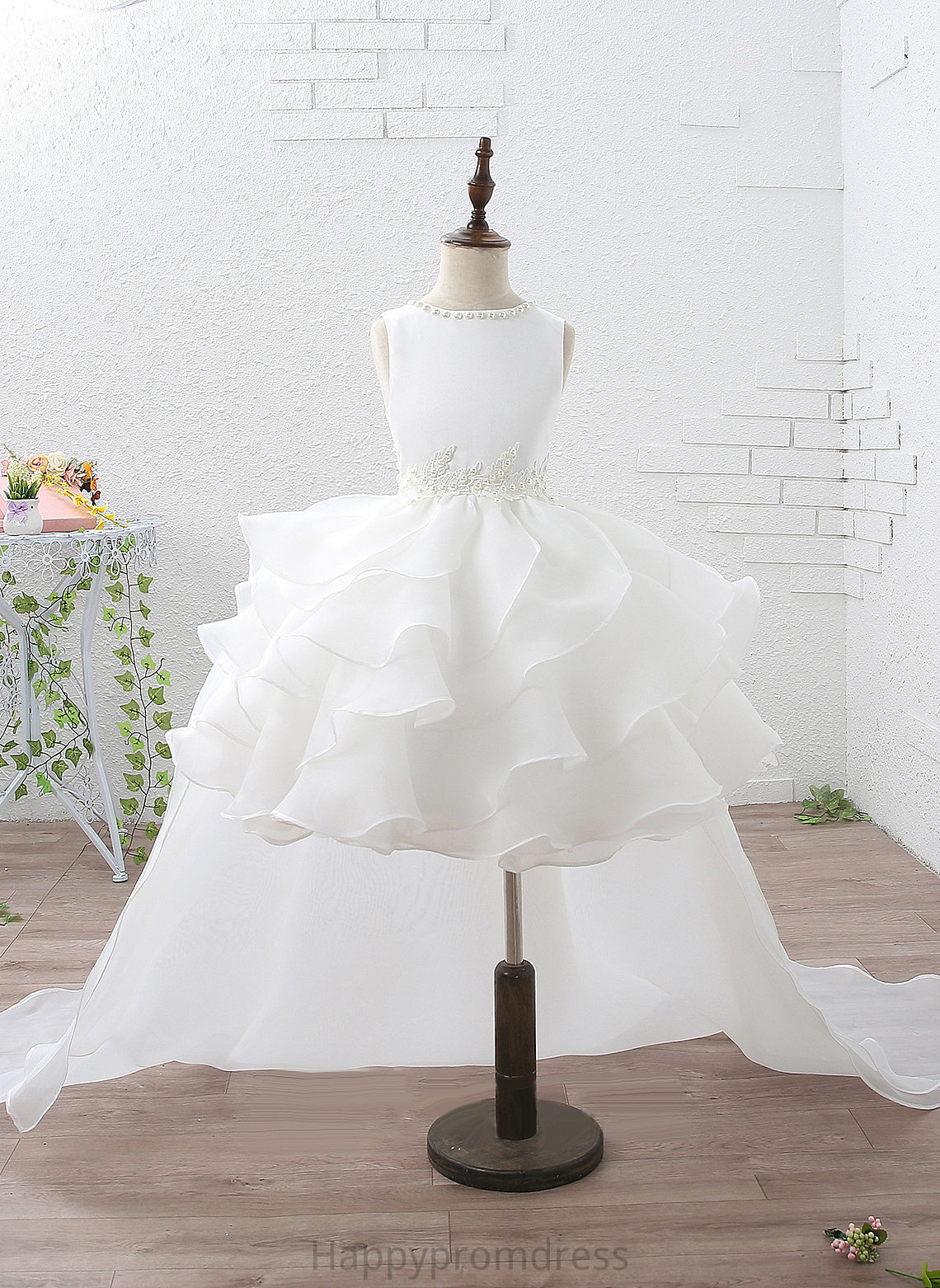 Flower Girl Dresses Maureen Ruffles/Beading/Appliques Court Train - Girl Dress Organza/Satin With Sleeveless Flower Ball-Gown/Princess Neck Scoop