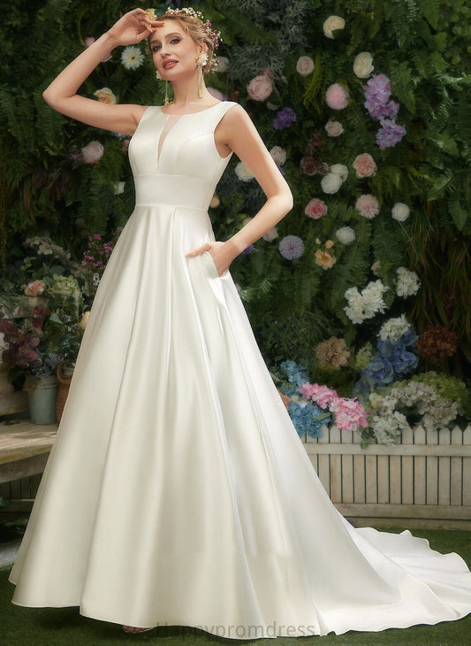 Wedding Dress Court Neck Wedding Dresses Train Nicole Scoop A-Line