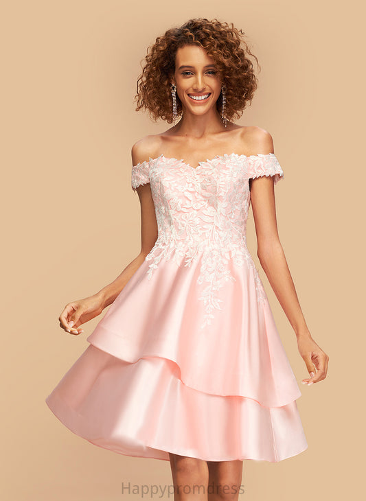 Lace With Bianca A-Line Homecoming Dresses Dress Knee-Length Sequins Homecoming Satin Off-the-Shoulder