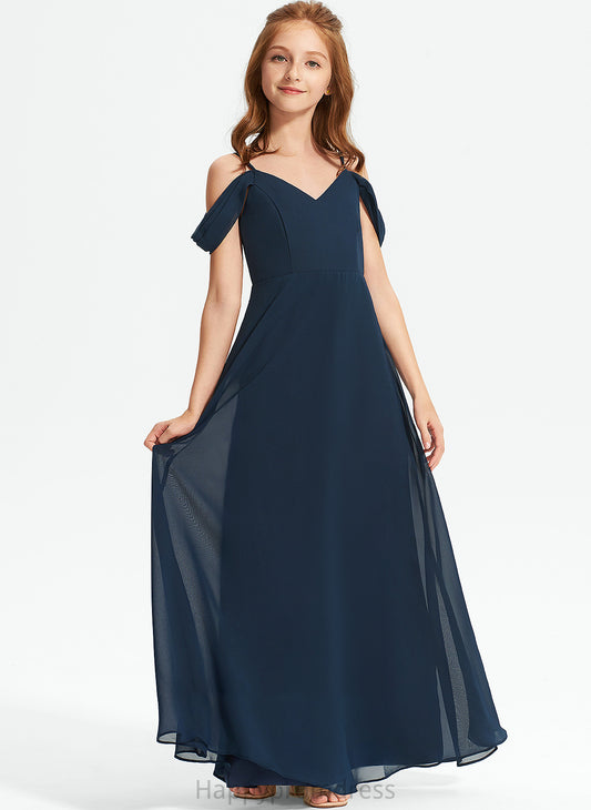 Junior Bridesmaid Dresses Floor-Length A-Line Off-the-Shoulder Chiffon Aracely