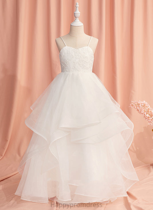 Tulle - Sleeveless Ball-Gown/Princess Dress Girl Lace/Flower(s) With Flower Girl Dresses Floor-length Sweetheart/Straps Marisa Flower