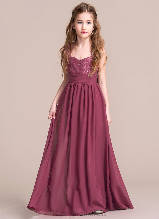 Kristina Ruffle Floor-Length Junior Bridesmaid Dresses With Chiffon Sweetheart A-Line