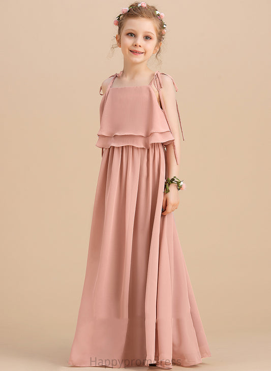 Square Aaliyah Neckline/Straps Flower Girl Dresses - Chiffon Girl Floor-length A-Line Dress Sleeveless Flower