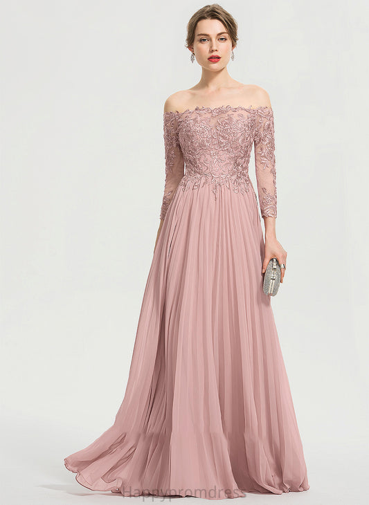 Sequins Prom Dresses Ball-Gown/Princess With Floor-Length Mikayla Off-the-Shoulder Chiffon Pleated