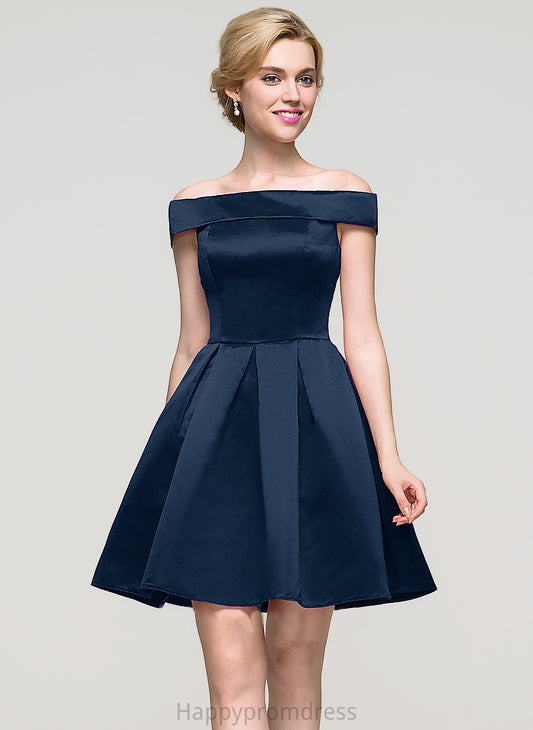 Off-the-Shoulder Homecoming Jane Short/Mini Homecoming Dresses A-Line Satin Dress