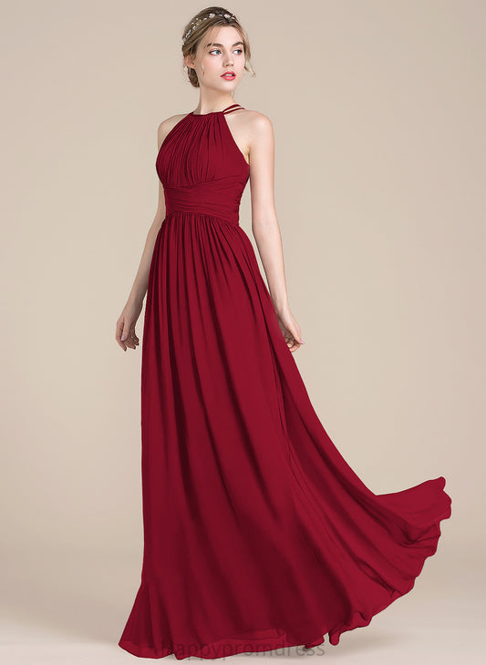 Neck Talia Scoop With A-Line Prom Dresses Ruffle Floor-Length Chiffon