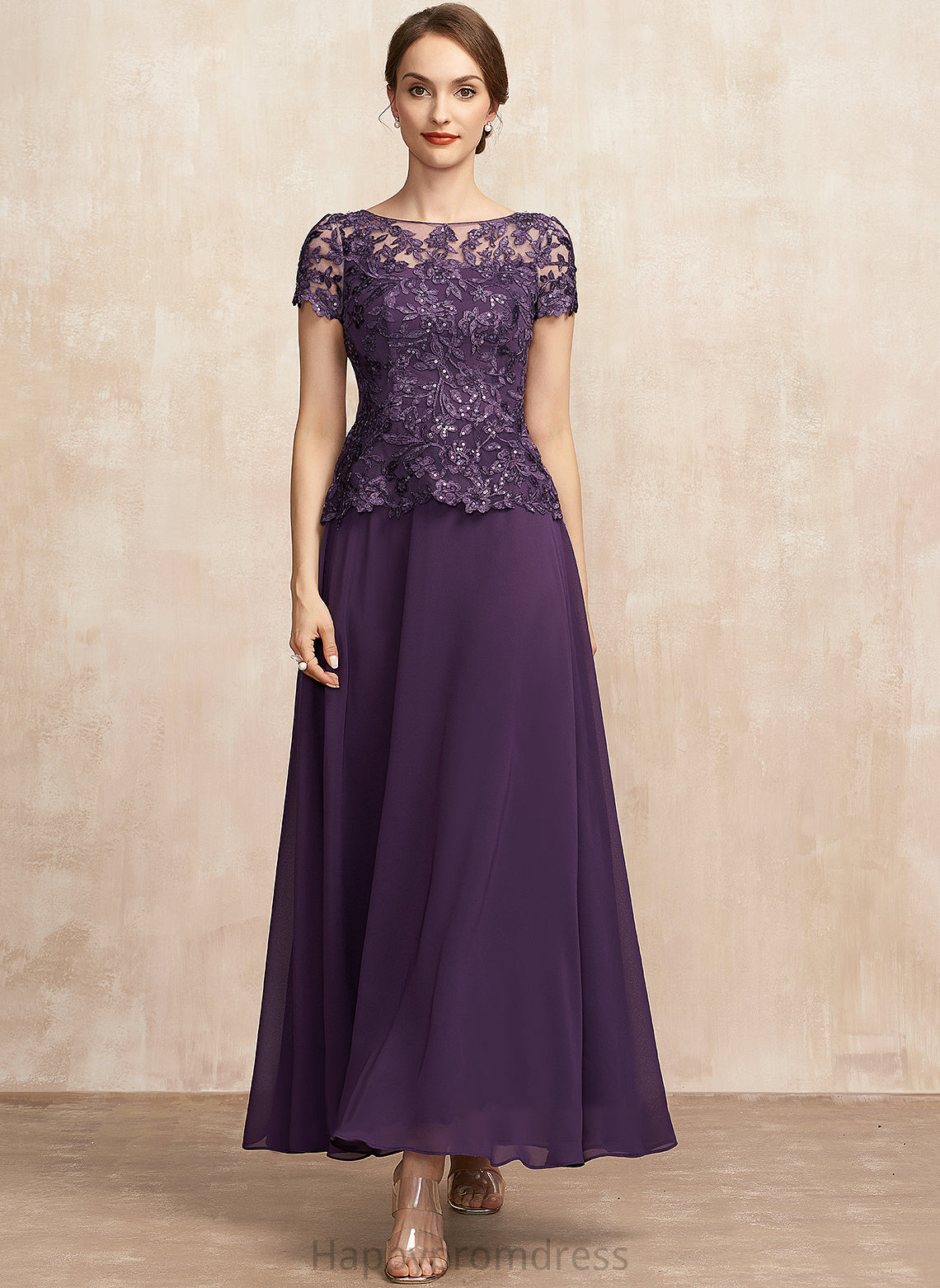 Sequins Chiffon With Lace the Priscilla Scoop Bride Dress A-Line of Neck Mother Mother of the Bride Dresses Ankle-Length