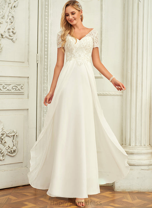 Lace Lace Wedding Dresses With Wedding Chiffon A-Line V-neck Dress Floor-Length Ashlee