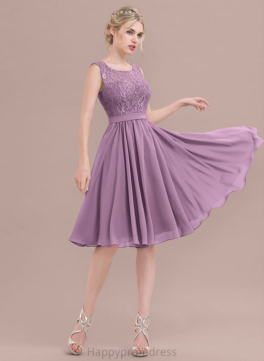 Length Fabric Straps Neckline Knee-Length Lace SquareNeckline Silhouette A-Line Danika A-Line/Princess Scoop Bridesmaid Dresses