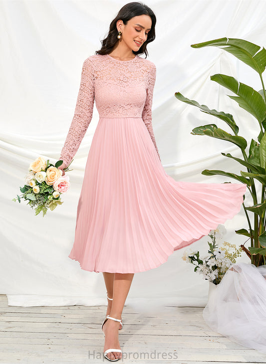 Straps Fabric Sleeve Lace A-Line Knee-Length Silhouette Sleeves Length Dayami Sleeveless A-Line/Princess Bridesmaid Dresses