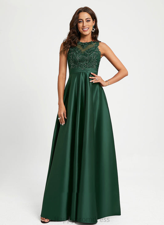 Neck Satin Giovanna Sequins Floor-Length Ball-Gown/Princess With Lace Scoop Prom Dresses