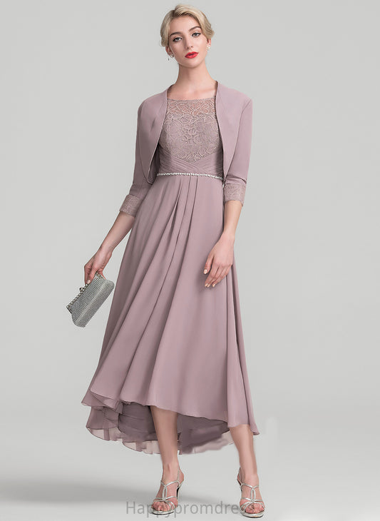 Mother of the Bride Dresses Mother the Chiffon Bride Scoop A-Line Evelyn Neck Beading With Lace Dress of Asymmetrical