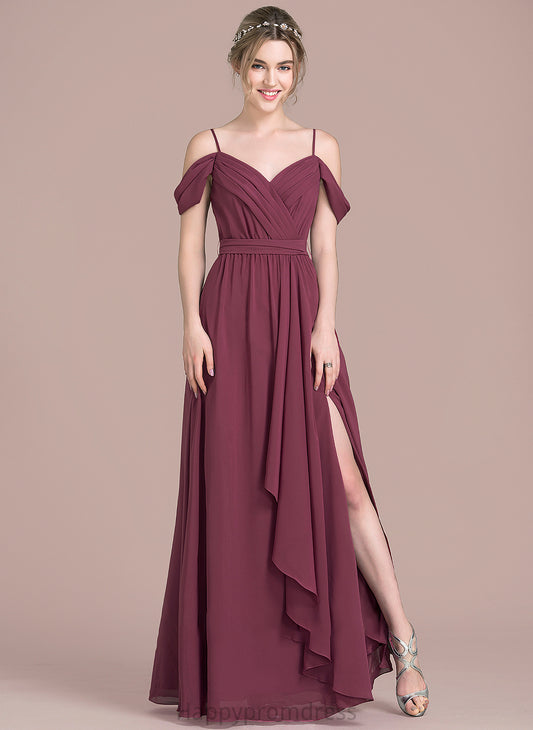 Length Floor-Length Fabric Bow(s) Silhouette Embellishment Neckline CascadingRuffles SplitFront V-neck A-Line Joslyn Bridesmaid Dresses