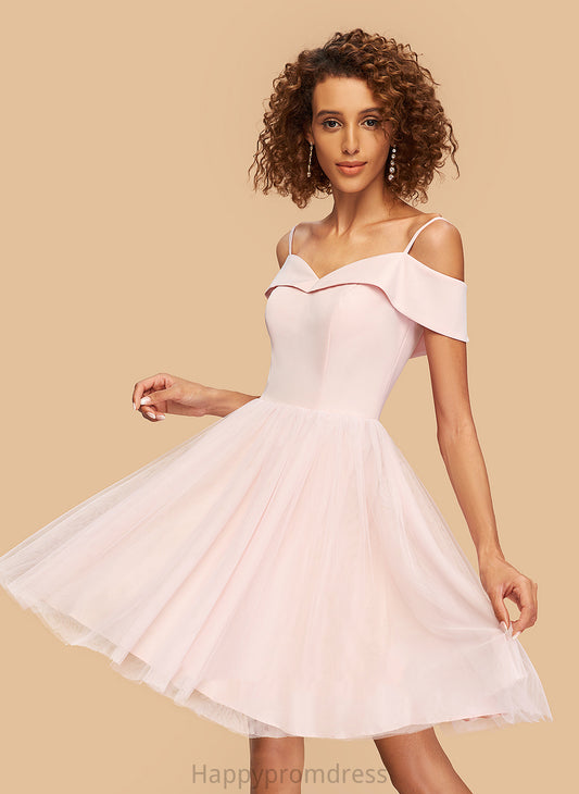 V-neck Tulle Dress A-Line Ashlyn Off-the-Shoulder Short/Mini Homecoming Homecoming Dresses