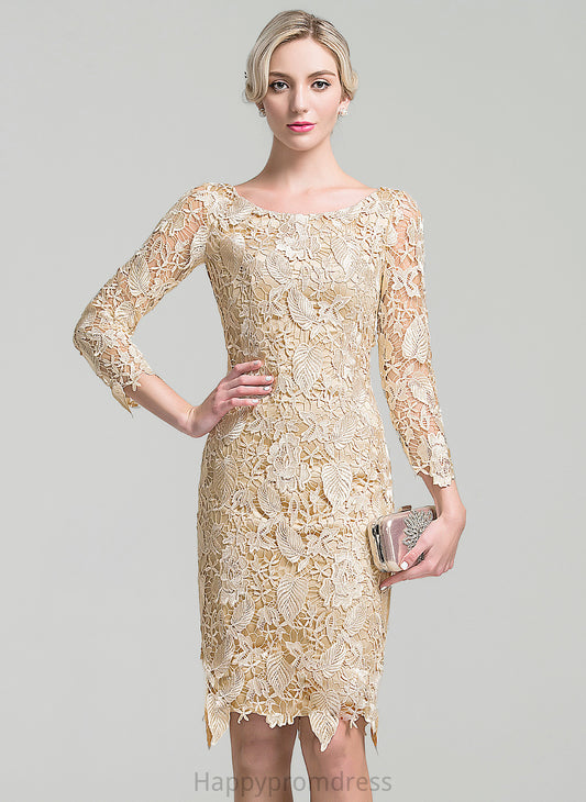 Bride Mother of the Bride Dresses Mother of Jocelyn Knee-Length Scoop Lace Neck Sheath/Column the Dress