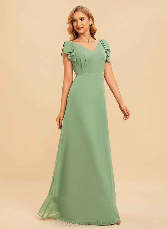 Length V-neck Silhouette A-Line Neckline Fabric Floor-Length Embellishment Ruffle Martina Floor Length Sleeveless Bridesmaid Dresses