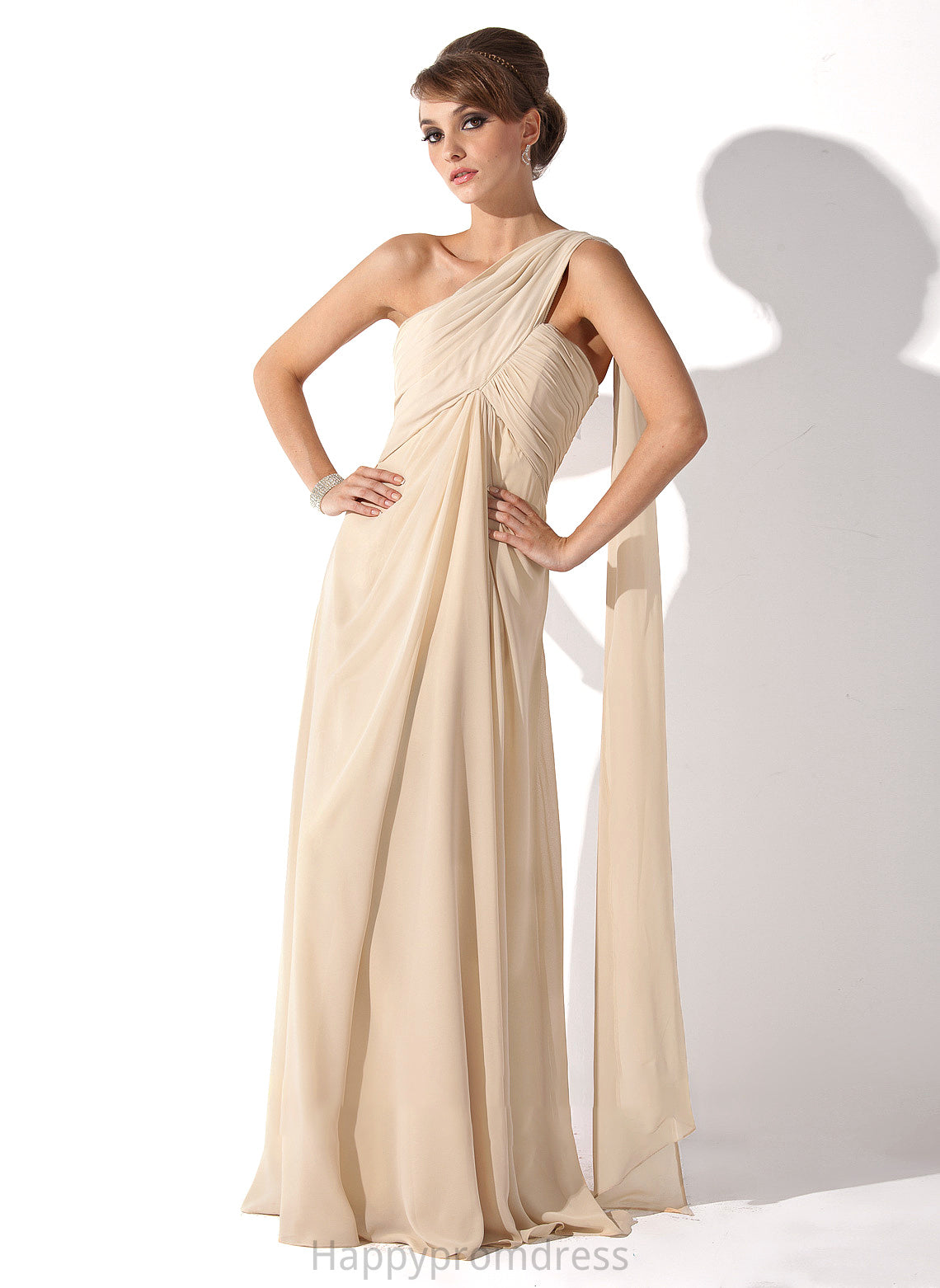 Mother of the Bride Dresses With Chiffon Floor-Length Mother the Dress Empire Bride Ruffle of Brisa One-Shoulder