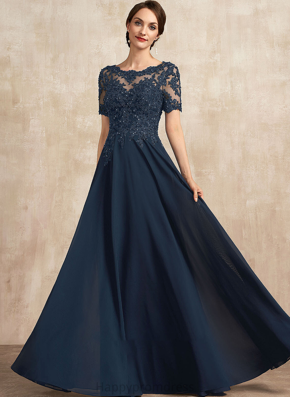 Mother Scoop Sequins Floor-Length of Maisie Lace Chiffon the With Neck Dress Mother of the Bride Dresses Beading Bride A-Line