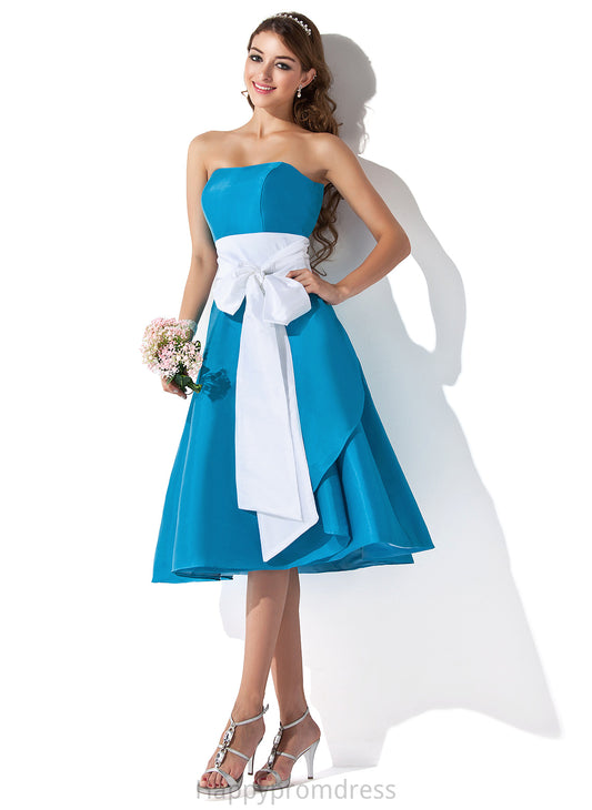 A-Line Neckline Length Sweetheart Knee-Length Sash Fabric Embellishment Silhouette Bow(s) Elisabeth Sleeveless Bridesmaid Dresses