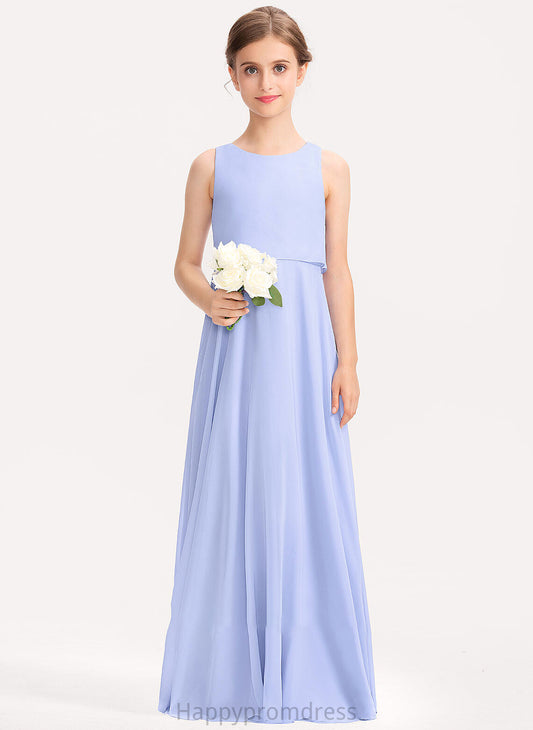 Floor-Length Chiffon Neck Scoop Junior Bridesmaid Dresses A-Line Giada