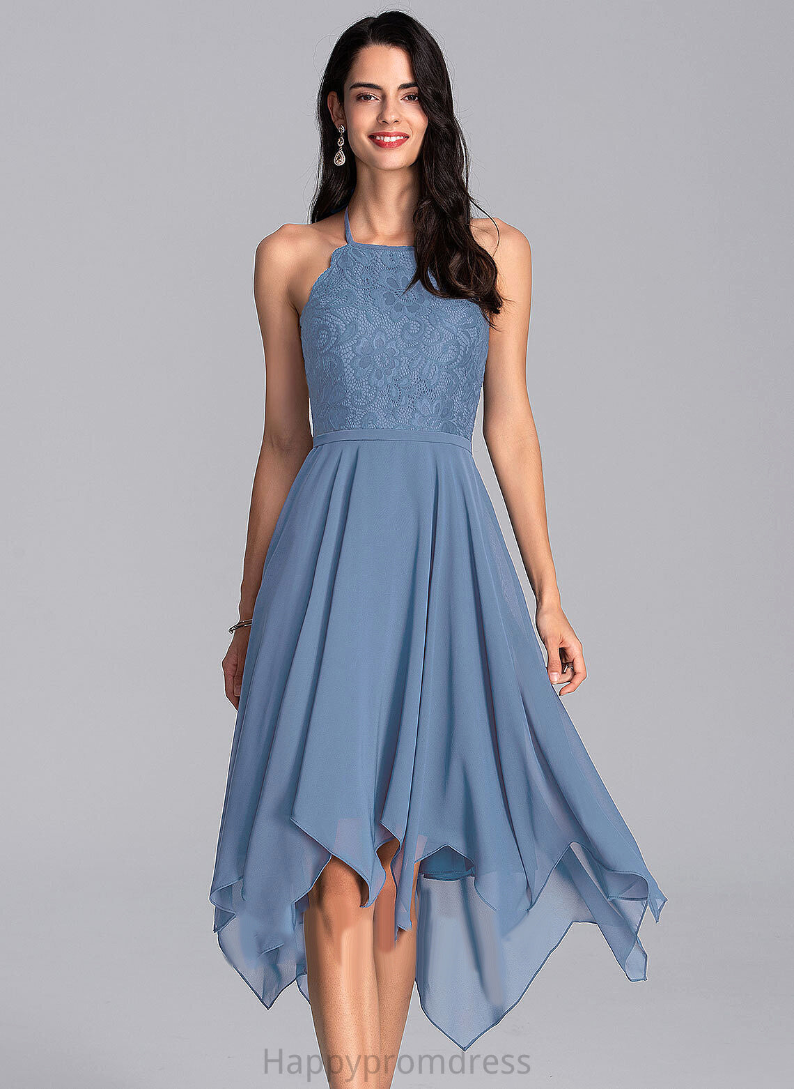 Dress With Halter Lace Chiffon Dakota Asymmetrical Homecoming A-Line Homecoming Dresses