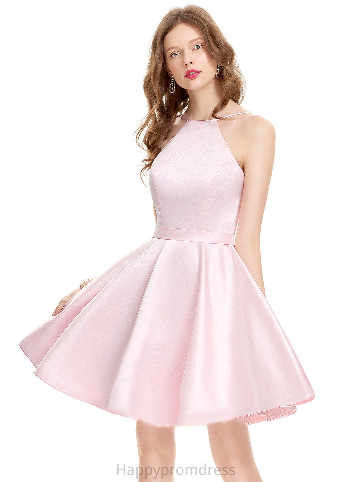 Homecoming Dresses Homecoming Satin Short/Mini Scoop Julianna Neck A-Line Dress